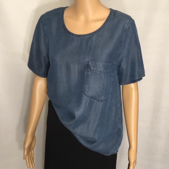 GAP Denim Look Tencel Short Sleeve Top - Picture 13 of 16